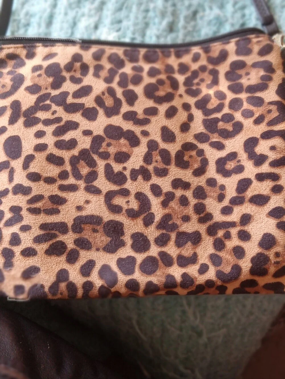 Leopard Print Zip-Top Women's Crossbody Bag Brown/Tan